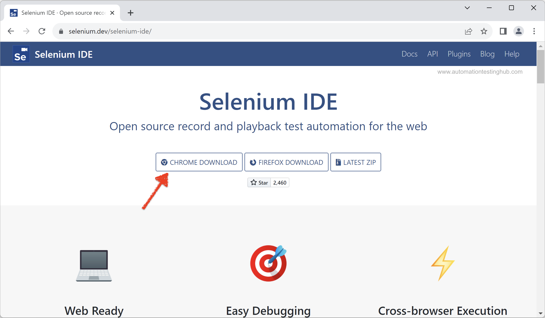 Selenium IDE chrome download link