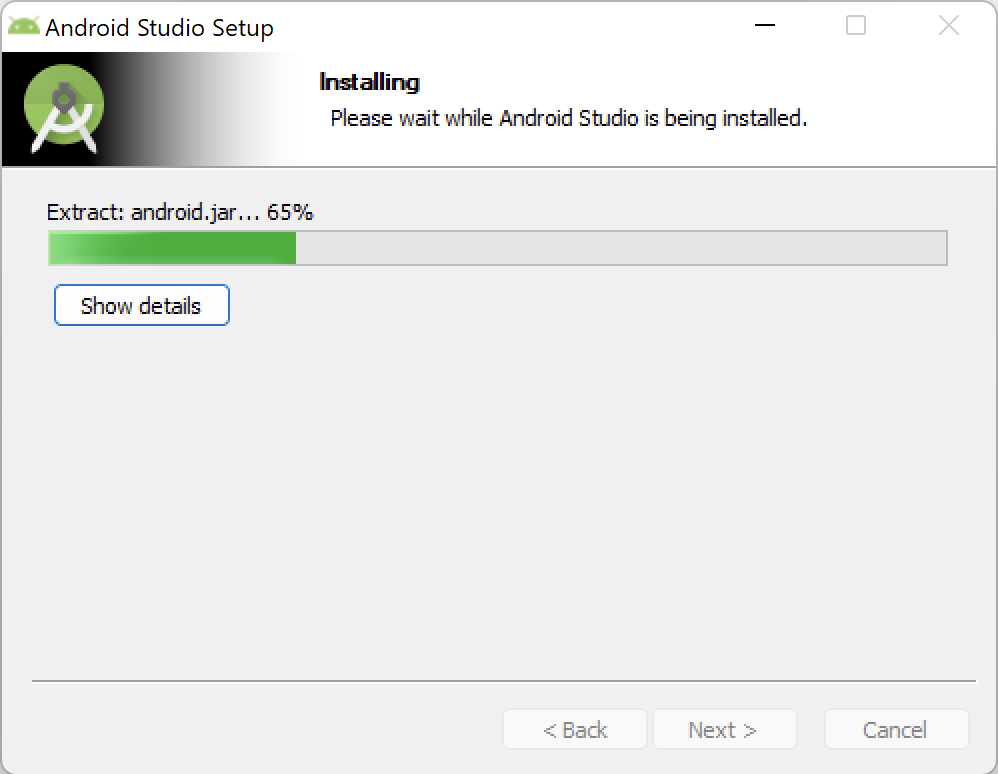 Android Studio Setup - Installation started